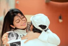 Pranitha Subhash Instagram - For my husband’s 34th bday , the angels above have a present for us 🧿❤️