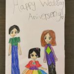 Prithviraj Sukumaran Instagram – A lil card from our Ally depicting our family! She’s got the anniversary spelling wrong but the sentiment totally right! ❤️#11thanniversary #AllyLove