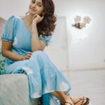 Priya Bhavani Shankar Instagram – She liked the colour blue!
For The ocean that she loved.
The butterfly that flew.
The eyes that she was lost in 💙 
 
 – NOT Me 🤷🏻‍♀️

Styling – @anushaa13
Outfit – @tamarachennai
Footwear – @shoprivr.in 
PC – @arunprasath_photography