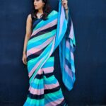 Rashmi Gautam Instagram - When work turns fun 🤩 Saree by @starrydreamsofficial P.c @ekorphotography