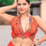 Rubina Dilaik Instagram - 🥕 . . . . . Shot by : @the_pixeleyes Styled by: @ashnaamakhijani @styledbyashna Outfit: @ankurjofficial Earrings: @kanyaadhan_bydhirajaayushi Hand jewellery : @house_meenugupta @dipitreats Footwear: @thedesidarzi
