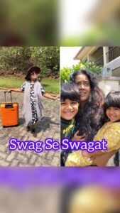 Sameera Reddy Instagram - Sassu is back🙋🏻‍♀️I’m outta here😂 #swagseswagat #messymamaandsassysaasu 🙏🏼