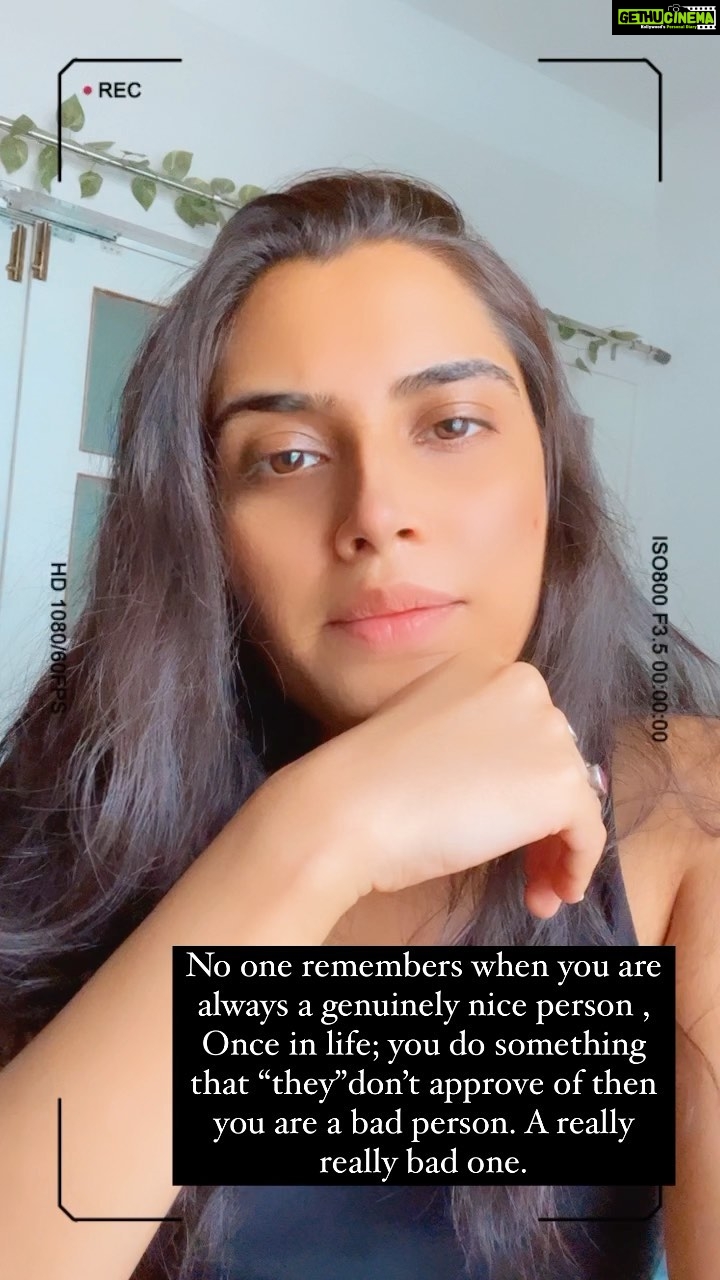 Sangeetha Bhat Instagram - Food for thought…. No one remembers when you are genuinely a nice person. Once in life; if you do something that they don’t approve of, then you are a bad person. A really really bad person. #sangeethabhat #sangeethabhatsudarshan #sangeethabhatreels #foodforthought #actress Bangalore, India