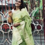 Sanusha Instagram - 💚💚💚 (Basically I don’t know what more to put as caption)🙈 #san #vishu #special #ammas #saree #love #happy #peace #instamood