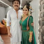 Shamna Kasim Instagram – Really happy to be part of #bigbossotttelugu 
Ugadi event … and it’s always glad to meet the ever charming nag sir 😍
