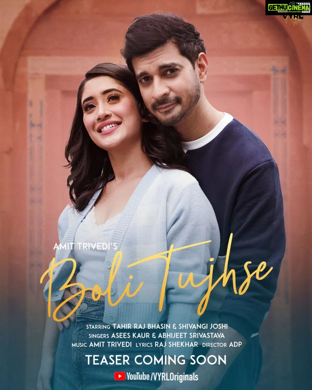Shivangi Joshi Instagram - We can’t wait to share this love story with all of you! 💖 Tell us how excited are you in the comments below. @itsamittrivedi @aseeskaurmusic @abhijeetmusic @shivangijoshi18 @rajshekharis @poojasinghgujral @aditya_datt #VYRLOriginals #BoleTujhse #AseesKaur #AbhijeetSrivastava #AmitTrivedi #ShivangiJoshi #TahirRajBhasin #RajShekhar #AdityaDatt #NewSong #ComingSoon