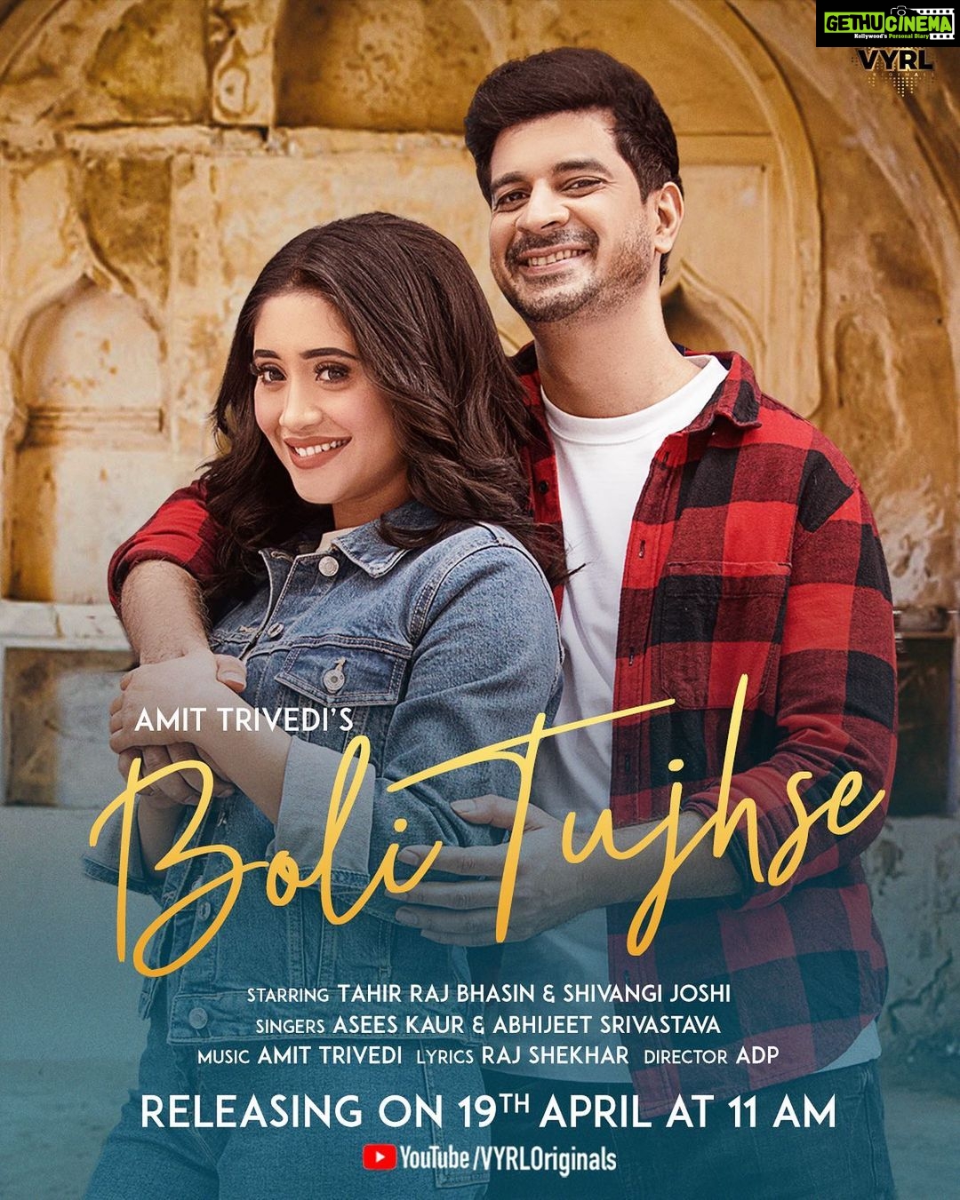 Shivangi Joshi Instagram - This is just the beginning of a very beautiful love story! π #BoliTujhse releasing on 19th April on @vyrloriginals YouTube channel. Stay tuned. π @itsamittrivedi @aseeskaurmusic @abhijeetmusic @tahirrajbhasin @rajshekharis @poojasinghgujral @aditya_datt #VYRLOriginals #BoleTujhse #AseesKaur #AbhijeetSrivastava #AmitTrivedi #ShivangiJoshi #TahirRajBhasin #RajShekhar #AdityaDatt #NewSong #ComingSoon