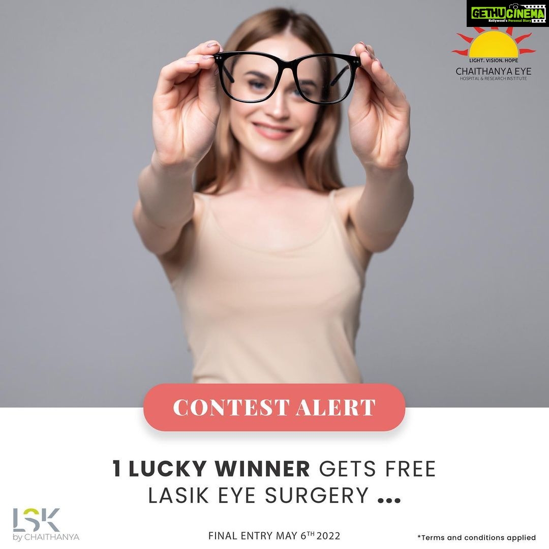 Sija Rose Instagram - April just got Cooler!! Say goodbye to your uncomfortable glasses. Participate in Chaithanya Eye Institute’s lucky draw. Follow 3 easy steps and stand a chance to win a free LASIK surgery!! 1. Follow LSK by Chaithanya @lskbychaithanya 2. Like and Comment below with the following hashtags #GoodByeGlasses #LSKbyChaithanya #Chaithanyaeyehospital 3. Bonus points for those who tag friends with glasses 😊🤓 Last date to participate is May 6th. **Terms and Conditions applied: Winner will have to go through a Pre eligibility work up to determine his/her eligibility for the surgery.** @chaithanyaeyecare @lskbychaithanya