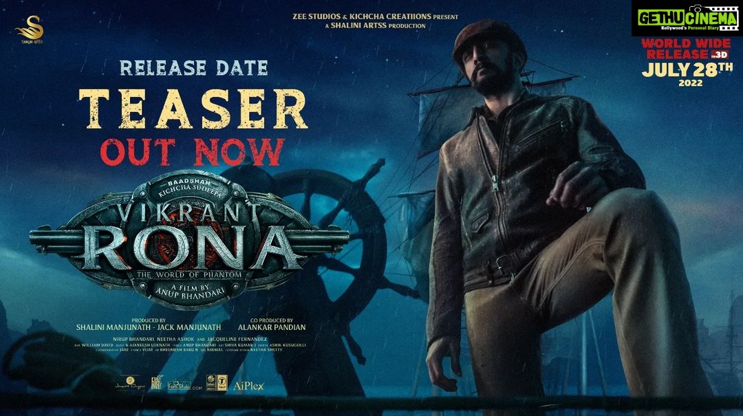 Sudeep Instagram - #VikrantRonaReleaseTeaser Out now. Link in bio It was in March 2020 tat I first got into the role of #VikrantRona and the journey since then has been a roller coaster ride. Yet amidst every hurdle and tense situations, the team fought its way through untill the wrap. From there onwards started another Journey to achieve and conceive what almost seemed impossible. Well that's alll together another story which i shall share with you all soon. For now,, i'm happy to present to you a tiny bit of a spectacular experience. @anupsbhandari @nirupbhandari @neethaashok01 @jacquelinef143 @jack_manjunath_ @b_ajaneesh @alankar.pandian @shivakumarart @williamdaviddop @alwaysjani @shaliniartss @zeestudiosofficial @kichcha_creatiions_official @tseries.official @zeestudiosofficial @zeekannada @zeepiccharofficial @kaanistudio @vikrantrona @the_biglittle #VikrantRona
