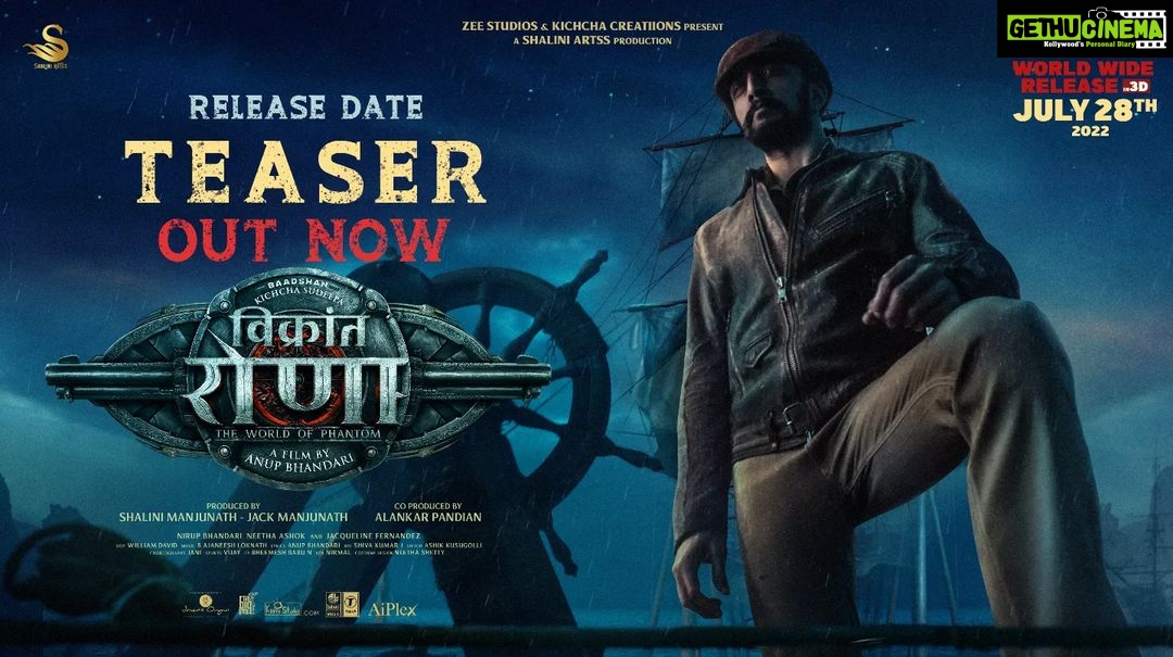 Sudeep Instagram - #VikrantRonaReleaseTeaser Out now. Link in bio It was in March 2020 tat I first got into the role of #VikrantRona and the journey since then has been a roller coaster ride. Yet amidst every hurdle and tense situations, the team fought its way through untill the wrap. From there onwards started another Journey to achieve and conceive what almost seemed impossible. Well that's alll together another story which i shall share with you all soon. For now,, i'm happy to present to you a tiny bit of a spectacular experience. @anupsbhandari @nirupbhandari @neethaashok01 @jacquelinef143 @jack_manjunath_ @b_ajaneesh @alankar.pandian @shivakumarart @williamdaviddop @alwaysjani @shaliniartss @zeestudiosofficial @kichcha_creatiions_official @tseries.official @zeestudiosofficial @zeekannada @zeepiccharofficial @kaanistudio @vikrantrona @the_biglittle #VikrantRona