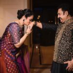 Suja Varunee Instagram - 😍 My Guardian… My Father in law … My Godfather ❤️❤️❤️❤️ The respect I have for this man is infinite ♥️❤️ I’m truly blessed ❤️ THANK YOU RAJAPPA ❤️❤️❤️ My costume and Rajappa costume designed by @vivekarunakaran ❤️❤️❤️ My MUA @artistrybyolivia My accessories @mspinkpantherjewel My hairstylist @srimathi_hairstylist Photography @weddingssk #blessed #blessedlife #wedding #weddinginspiration #weddinggoals The Leela Palace Chennai