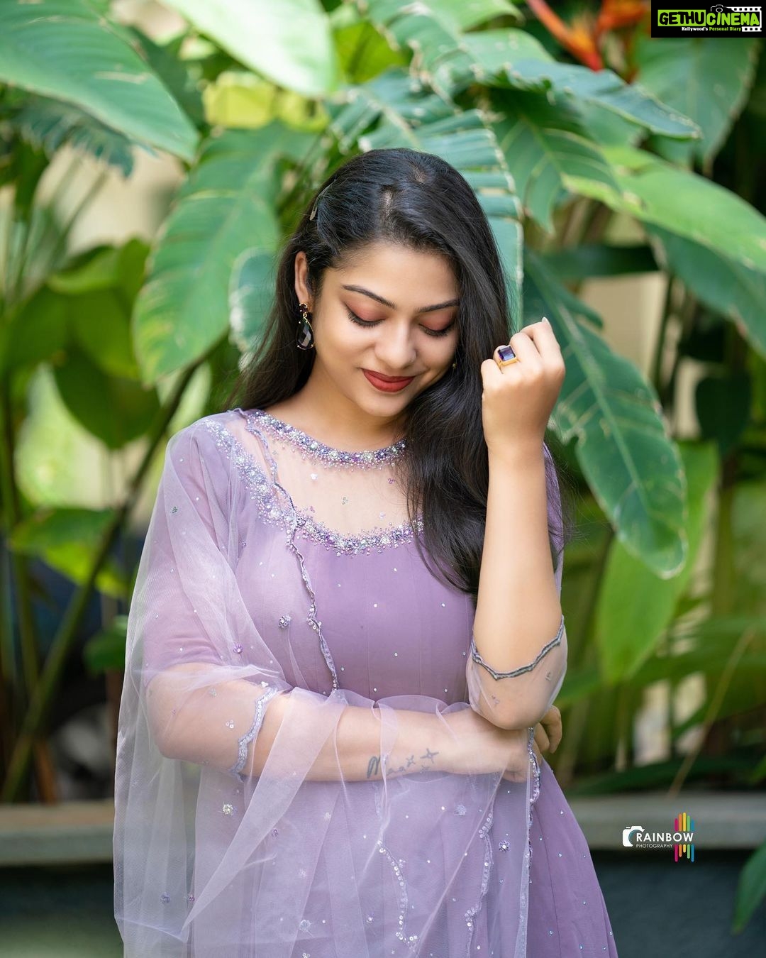Varsha Bollamma Instagram - 💜💜💜 Photo credits : @rainbow_photography_official @kiran_shivaraj_ 💜 Outfit : @zyrastudio 💜my favourite 🤗💜 Jewellery: @adorebypriyanka 💜 Juttis: @lightupsole.in 💜