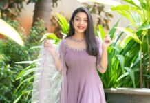 Varsha Bollamma Instagram - 💜💜💜 Photo credits : @rainbow_photography_official @kiran_shivaraj_ 💜 Outfit : @zyrastudio 💜my favourite 🤗💜 Jewellery: @adorebypriyanka 💜 Juttis: @lightupsole.in 💜