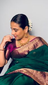 Vidya Balan Instagram - When people ask me if I am done celebrating Jalsa 😡🤪

Makeup - @harshjariwala158 
Hair - @bhosleshalaka 
Styling - @who_wore_what_when