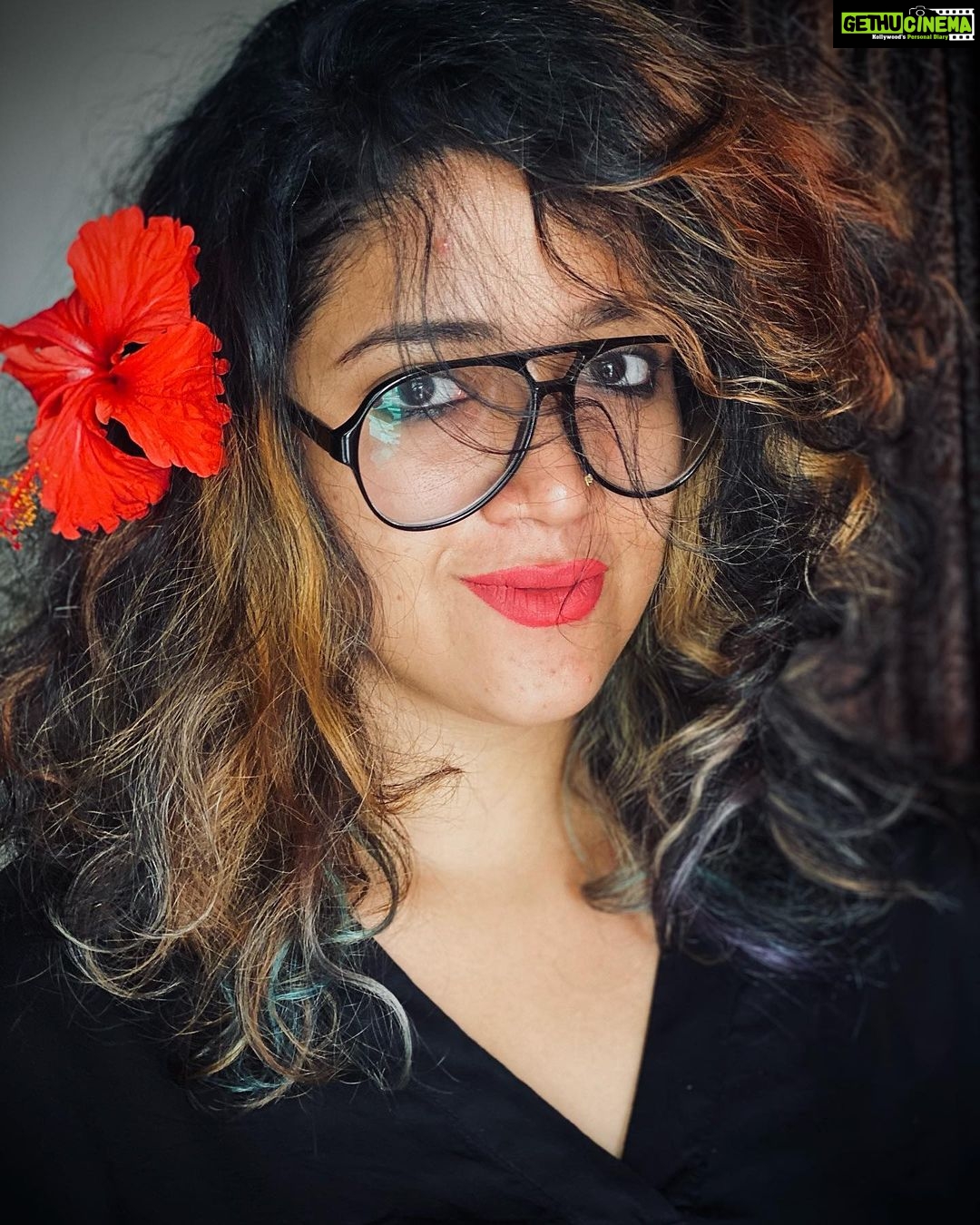 Abhirami Suresh Instagram - What is the connection between Chembarathi and Praanth? Can someone tell me !? :/ I find it a pretty flower. And I’ve never been able to understanding this connection between lunacy and this pretty flower 🥴 . . . #hibiscus #lunacy #curious #abhiramisuresh #liveloveliberate #explore #explorepage