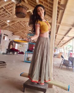 Aindrita Ray Instagram - Most days on set for me be like lights…camera..& the 3” apple box! 😬🎬
