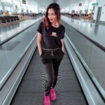 Amala Paul Instagram - Jet. Set. Go. And off I fly to my next destination. ✈️ #bittenbythetravelbug #airportscenes #traveldiaries #travelgram #trip #airportstyle #ootd #black #stylefiles