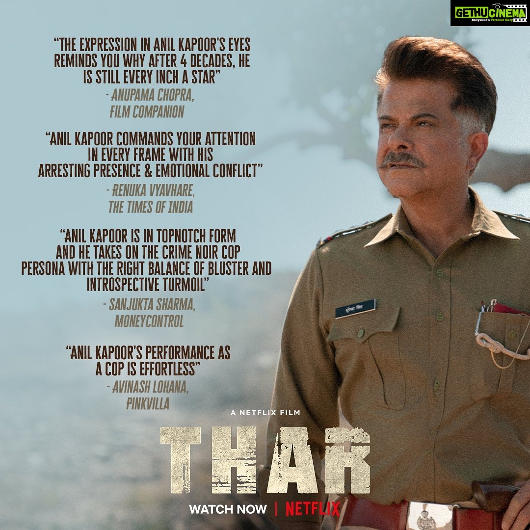 Anil Kapoor Instagram - Raining reviews! #Thar @harshvarrdhankapoor @fatimasanashaikh @satishkaushik2178 @jitendrajoshi27 @muktimohan @akfcnetwork @rajsingh_chaudhary @ajayjayanthi @netflix_in @netflix