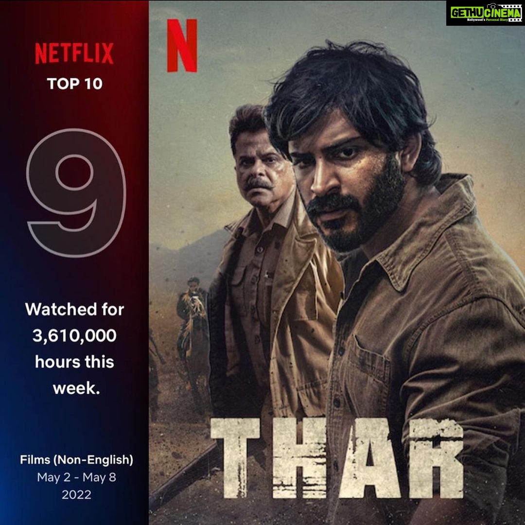 Anil Kapoor Instagram - #Thar is in the top ten Films ( non - English) in the world on Netflix within 5 days of the release! This calls for a celebration! Kudos to the entire team! @harshvarrdhankapoor @fatimasanashaikh @satishkaushik2178 @jitendrajoshi27 @muktimohan @akfcnetwork @rajsingh_chaudhary @ajayjayanthi @netflix_in @netflix