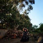 Archana Jois Instagram - Imagine fire in the background and some dust in the front😋 #shiva #fire #dust #womaninsaree #cotton #woodland #dadclicks #redmi
