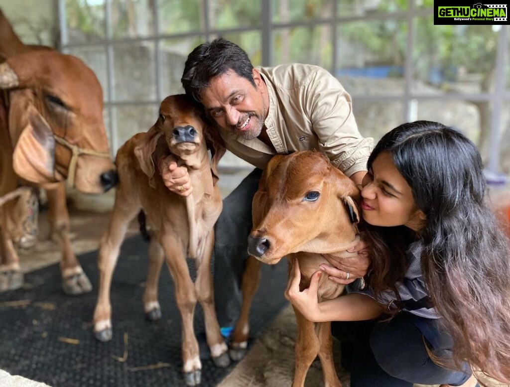 Arjun Sarja Instagram - With our new family members.. just born, Krishna and Radhe. life is so beautiful.. @aishwaryaarjun @anj204
