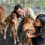 Arjun Sarja Instagram – With our new family members.. just born, Krishna and Radhe. life is so beautiful.. @aishwaryaarjun @anj204