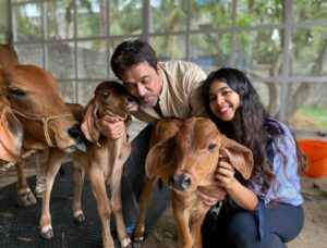 Arjun Sarja Instagram - With our new family members.. just born, Krishna and Radhe. life is so beautiful.. @aishwaryaarjun @anj204