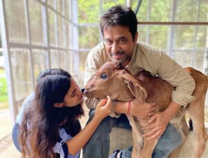 Arjun Sarja Instagram - With our new family members.. just born, Krishna and Radhe. life is so beautiful.. @aishwaryaarjun @anj204