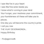 Charmy Kaur Instagram - I saw the fire in your heart I saw the fine actor inside you I know what’s running in your mind Your hunger, your madness your commitment, your humbleness all these will take you to places. One day you will become the country’s pride. I call you now THE VIJAY DEVERAKONDA.. Happy Birthday - Purijagannadh @TheDeverakonda ❤️ #vijaydeverakonda #HBDVijayDeverakonda