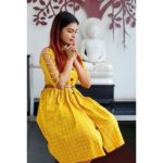 Dharsha Gupta Instagram - 💛Always in need of peace💛 Dress- @salwar_fabrics