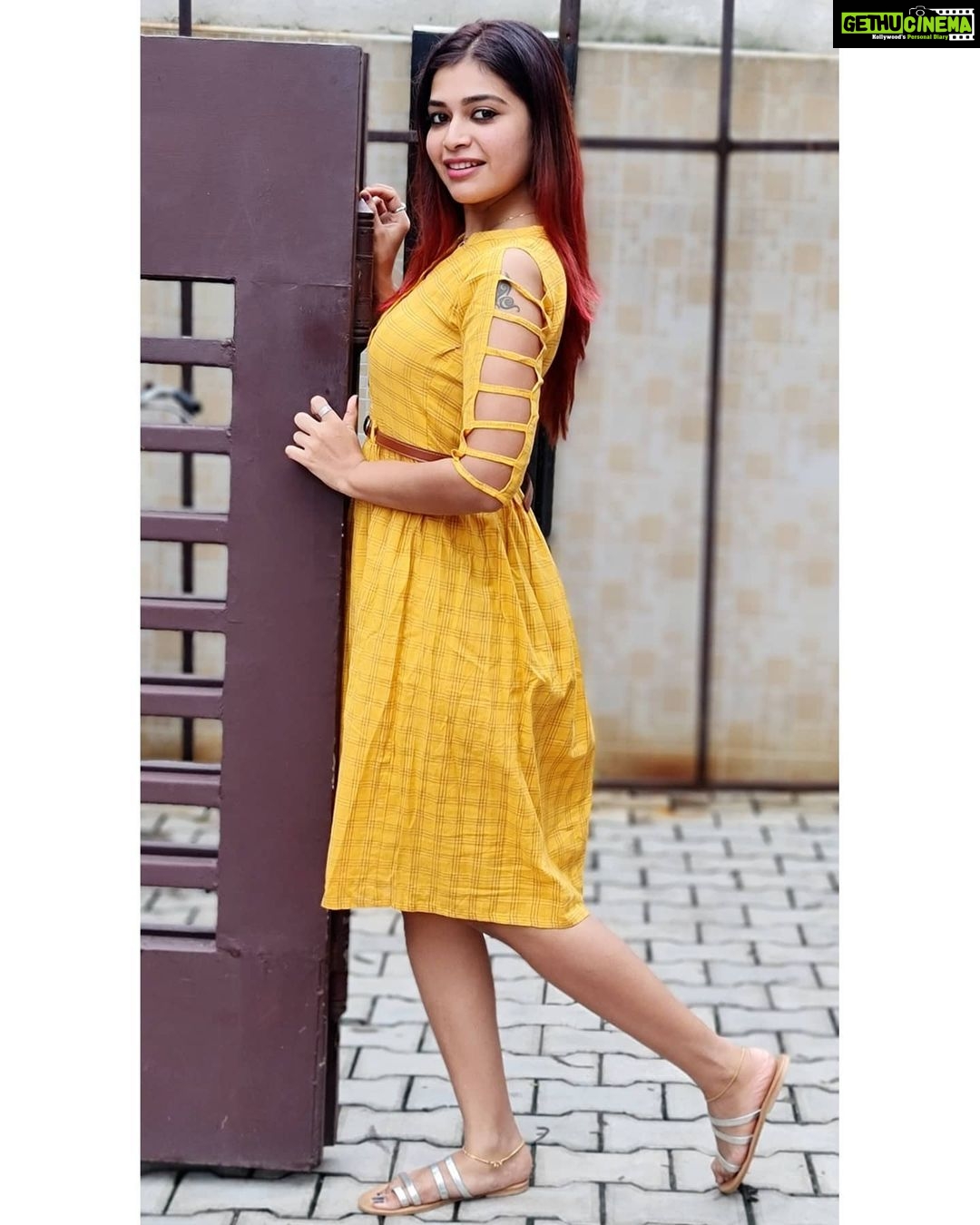 Dharsha Gupta Instagram - 💛The World is yours💛 Dress- @salwar_fabrics