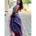 Dharsha Gupta Instagram - 💗Purpling around💗 Saree- @girls_1_zone Blouse- @kaavyareddycouturestudio Stylist- @pansyraja