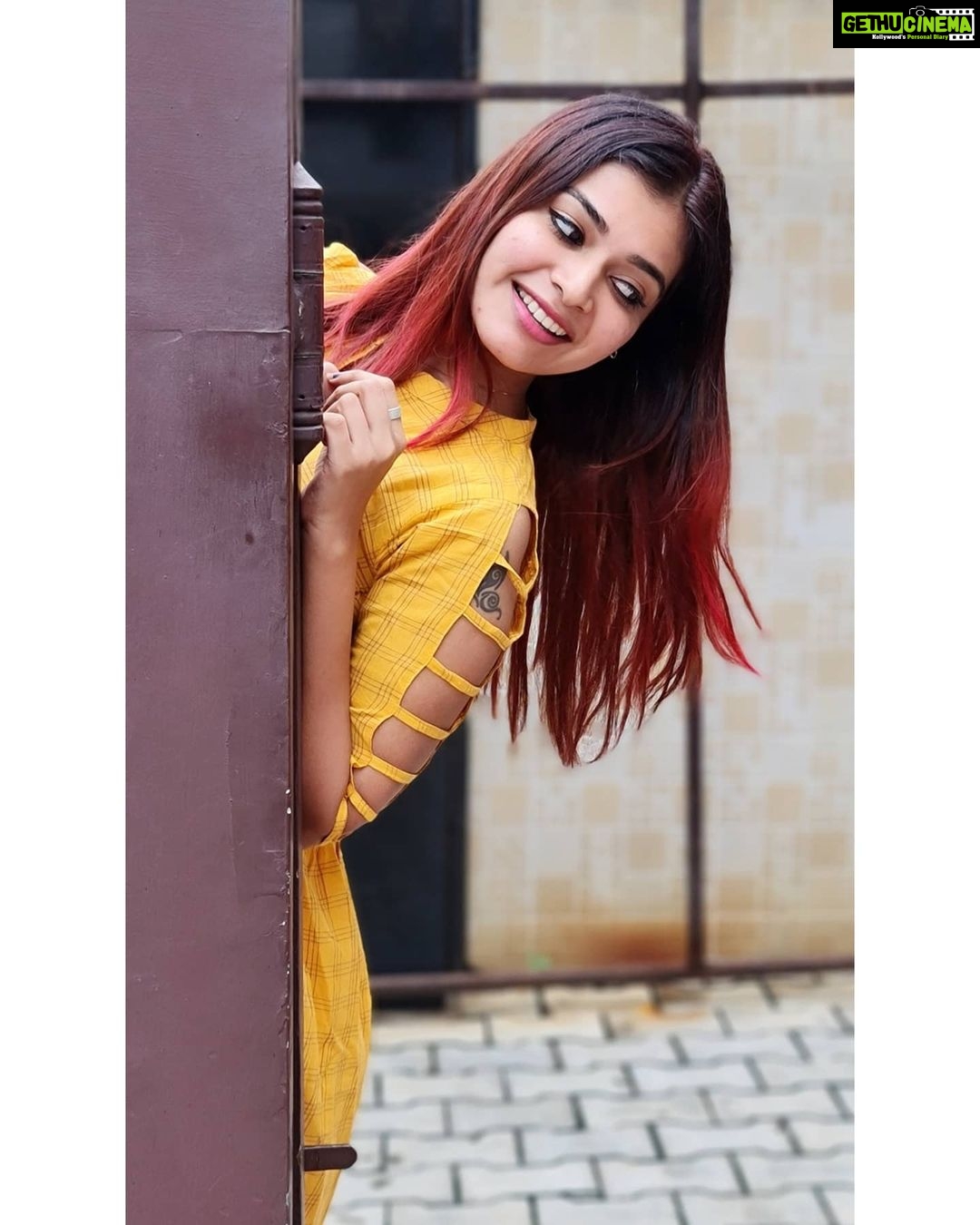 Dharsha Gupta Instagram - 💛The World is yours💛 Dress- @salwar_fabrics