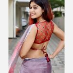 Dharsha Gupta Instagram - 💗💙Life is so much better when we are all thinking positive. Let’s spread some happiness💙💗 Saree- @girls_1_zone Blouse- @kaavyareddycouturestudio Stylist- @pansyraja