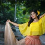 Dharsha Gupta Instagram - 💛🧡May your day be as good as taking a perfect pic on the first try🧡💛 Pic - @viewfinder_portrait Retouch- @hakuna_matatata_ Costume- @be_fabulla_ Hairstyle & organized by - @subaadesh