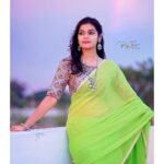 Dharsha Gupta Instagram – 🌈 You will never find a rainbow, if you are looking down🌈 
🌈 Real rainbow🌈 
Pc – @raj_isaac_photography 
Saree- @samhitha_silks
Chain & Earring- @a_for_accessories_