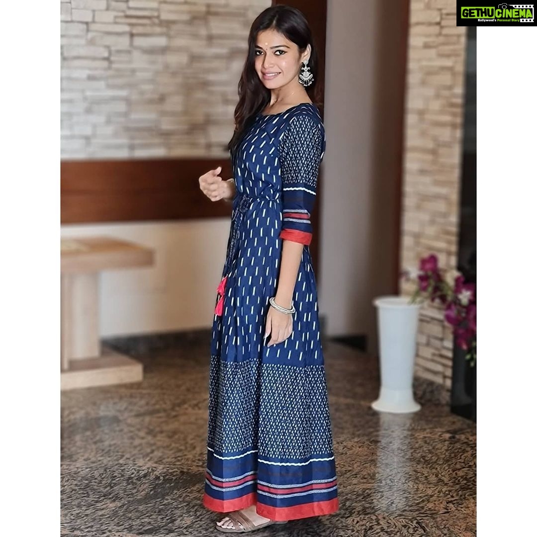 Dharsha Gupta Instagram - 💙Life is a lesson, learn from it💙 Costume- @gorgeousgirlgg Earring- @antique_attraction.in