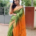 Dharsha Gupta Instagram - 🧡💚Saree can't replace anyother costumes💚🧡 💚🧡Gudmrng🧡💚 Saree - @lilly_fashions