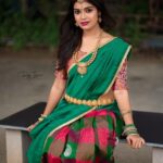 Dharsha Gupta Instagram - 💚💖Traditional love💖💚 . . PC : @raj_isaac_photography 📸 MUA and Costume : @kovai.trendz Jewellery : @rani_bridals_coimbatore Organised by : @arvindkannan_