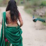 Dharsha Gupta Instagram - Running behind peacock to catch it💚💗 But odiruchu🙄🙄 Pc - @raj_isaac_photography Costume- @kovai.trendz