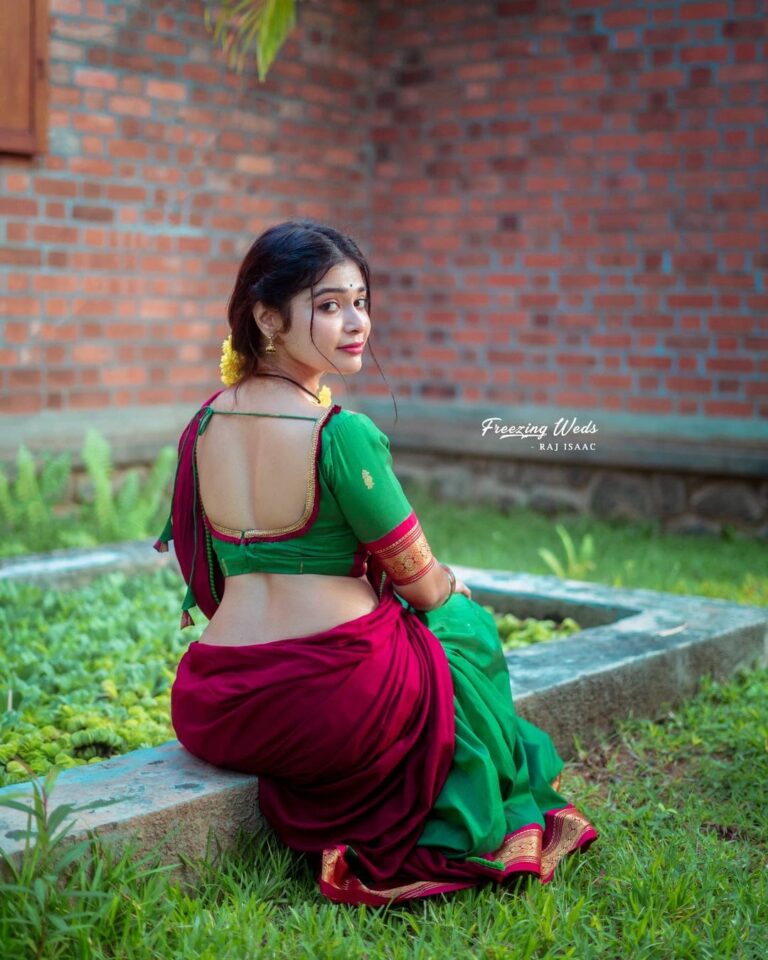Dharsha Gupta Instagram - 💚❤ Hairstylist- @abirami.bl Costume- @dithyasfarago Pic- @freezingweds_by_rajisaac