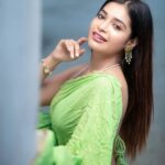 Dharsha Gupta Instagram - 💚Believe in yourself. You are braver than you think, more talented than you know, and capable of more than you imagine💚 Saree- @styled_by_arundev Styled by- @sen_smily_girl Pic- @dhanush__photography