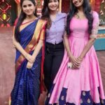 Dharsha Gupta Instagram – 💜🖤Meeting our friends after a long time is a very precious experience🖤💜 
#cookwithcomali
@vijaytelevision @tamil_rithika @kanithiru10 @sivaangi.krish @rakshan_vj @ashwinkumar_ak @sarath_kpy @sakthii___ @thangadurai_actor