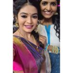 Dharsha Gupta Instagram - 💗💜Never ending bond💜💗 @kanithiru10 @anuradhasriramofficial @sivaangi.krish Saree & nlouse- @rose_petals_collections