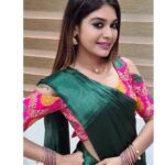 Dharsha Gupta Instagram - 💚💗Falling down is an accident, standing up is our confident💗💚 Blouse- @vbsarees_devi