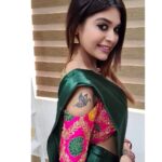 Dharsha Gupta Instagram - 💚💗Falling down is an accident, standing up is our confident💗💚 Blouse- @vbsarees_devi