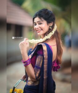 Dharsha Gupta Instagram - 💜💗Let your unique awesomeness and positive energy inspire confidence in others💗💜 Hairstylist- @purpleplusnagu Costume- @ivalinmabia Pic- @akfotofactory