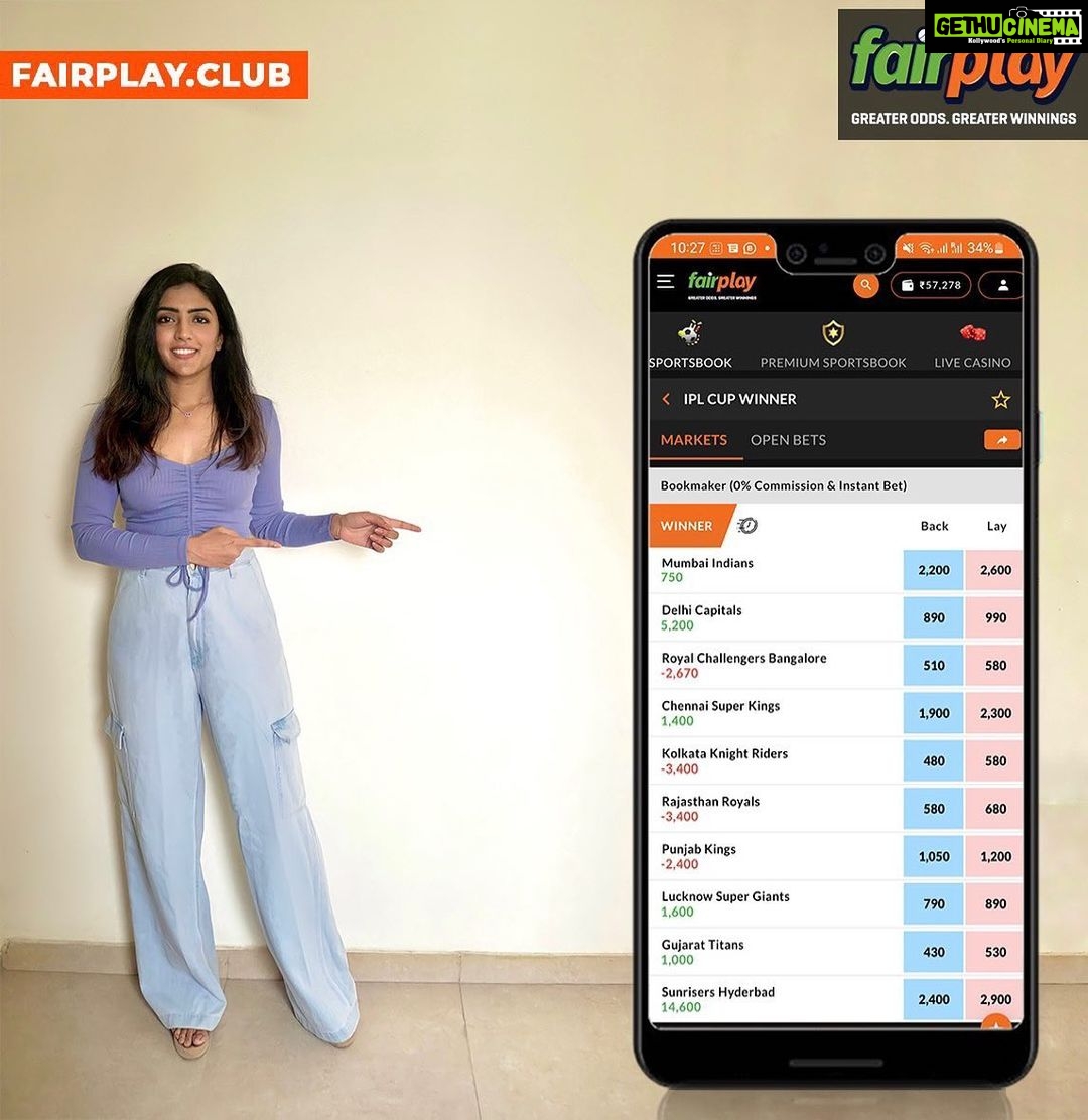 Eesha Rebba Instagram - Use my affiliate code EESHA200 for a 200% first deposit bonus on FairPlay- India’s favourite and first certified betting exchange with the BEST odds in the market. Get maximum fancy and advance market options, INSTANT withdrawals, 24*7 customer support and more! Avail a flat 15% loss back every WEEK! Register now and win BIG! #fairplayindia #fairplay #safebetting #sportsbetting #sportsbettingindia #sportsbetting #cricketbetting #betnow #winbig #wincash #sportsbook #onlinebettingid #bettingid #cricketbettingid #bettingtips #premiummarkets #fancymarkets #winnings #earnnow #winnow #t20cricket #cricket #ipl2022 #t20 #getsetbet