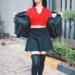 Eshanya Maheshwari Instagram – I can be your cherry 🍒 

Jacket @emprallofficial 🖤

#esshanyamaheshwari #esshanya #fashionreels #styleinspo #ootd