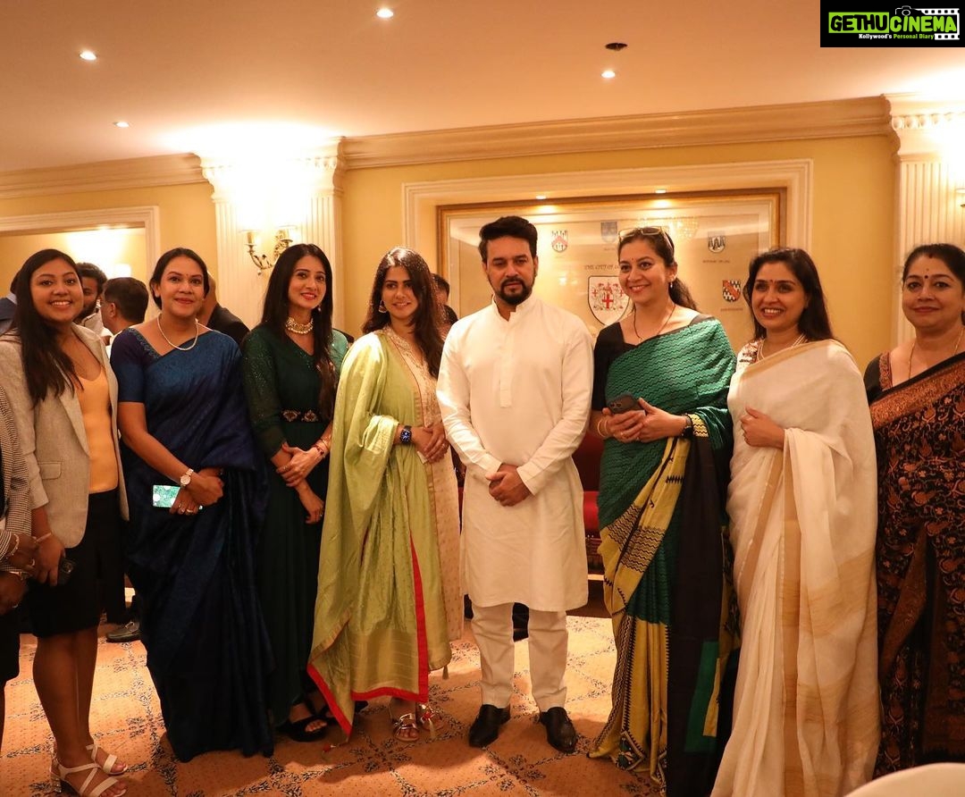 Harshika Poonacha Instagram - It was my immense pleasure to have met the young and dynamic Union minister of Sports,Youth affairs and Minister of Information and broadcasting Sri @official.anuragthakur sir in Namma Bengaluru and discuss on the issues our film industry is facing and how he can help us overcome them. Thankyou for your time sir . Thankyou somuch @innovativefilmcity_ Chairman Mr Prasad ,CEO Mrs Upasana and #KCA chairman @suneelpuranik sir for inviting me for this magnificent event π . . . . . . Wearing the beautiful dress by @n4couture β₯οΈ ITC Windsor, a Luxury Collection Hotel